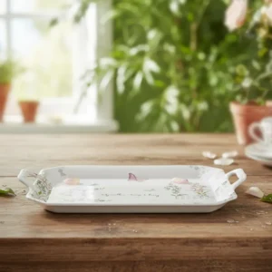 Melamine 37.5x30cm rectangular flowers design tray1