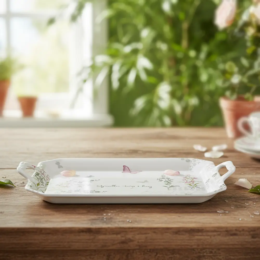 Melamine-37.5x30cm-Rectangular-Flowers-Design-Tray1 Melamine 37.5x30cm rectangular flowers design tray1