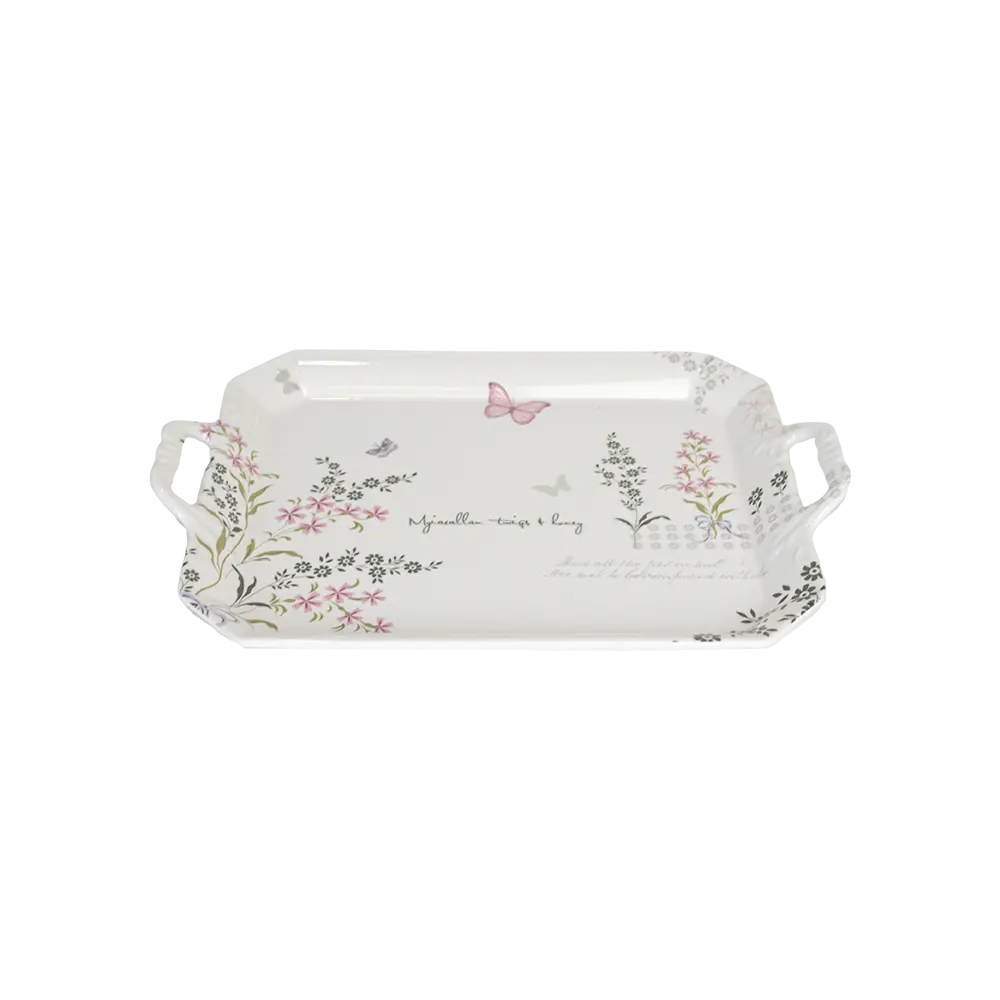Melamine-37.5x30cm-Rectangular-Flowers-Design-Tray2 Melamine 37.5x30cm rectangular flowers design tray2