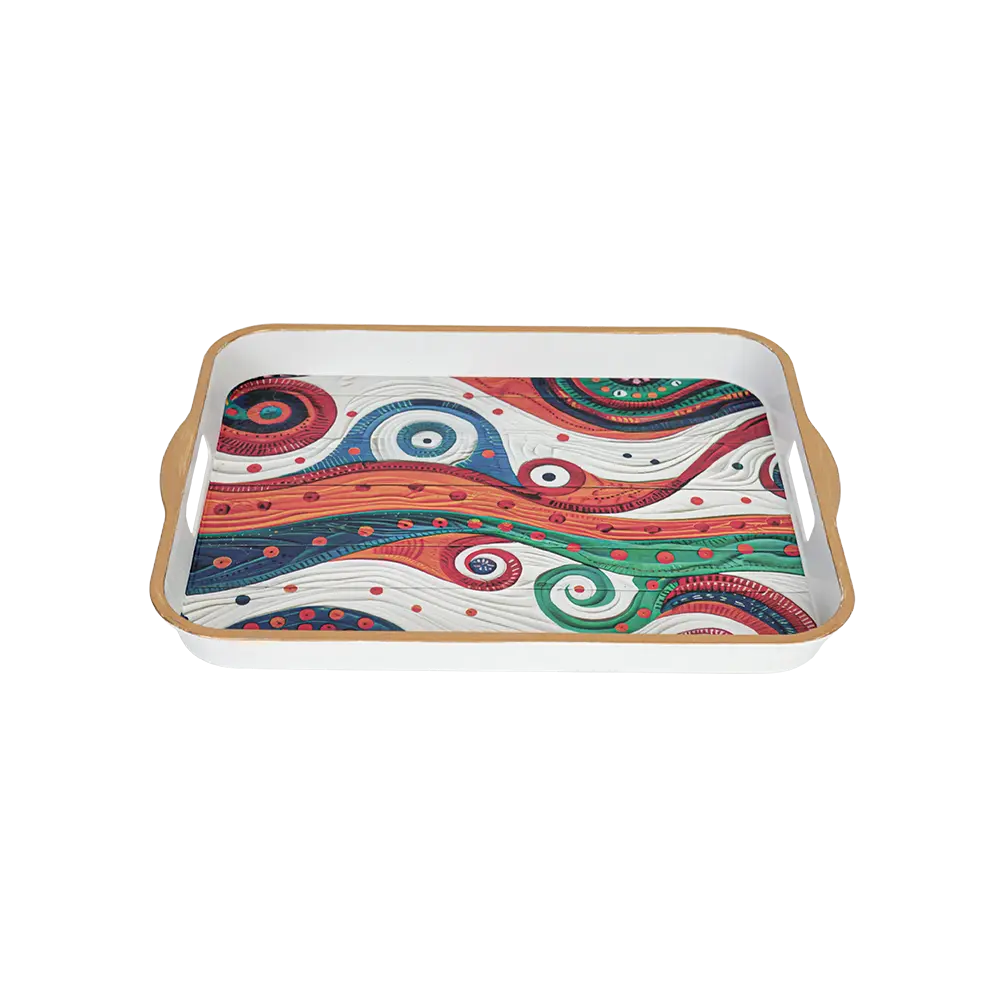 Melamine 37.5x30cm swirl pattern design rectangular tray2
