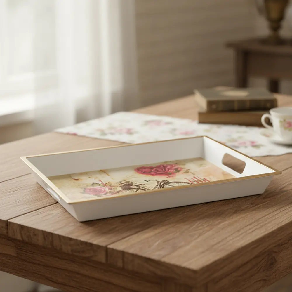 Melamine 39x30.5cm bicycle design rectangular tray1