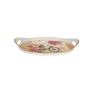 Melamine 44.5x32.5cm bicycle design oval tray