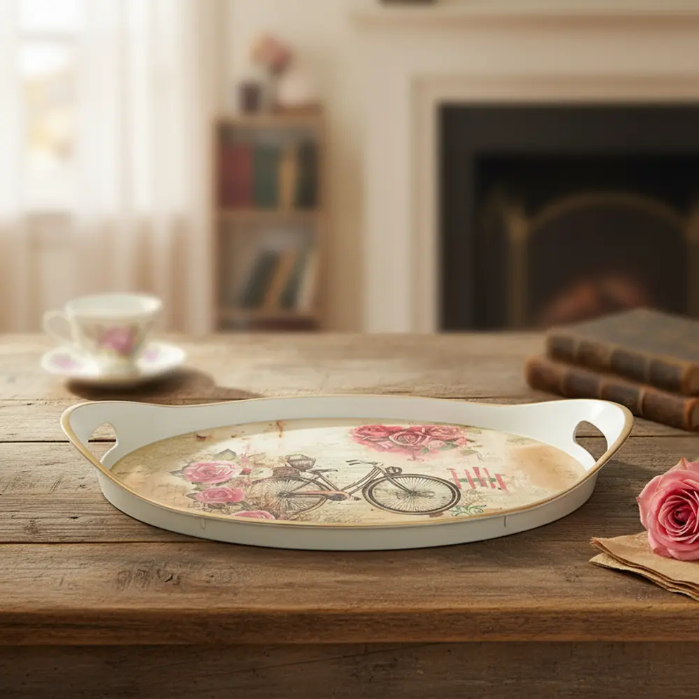 Melamine-44.5x32.5cm-Bicycle-Design-Oval-Tray1 Melamine 44.5x32.5cm bicycle design oval tray1