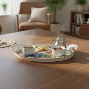 Melamine 44.5x32.5cm floral design oval tray1