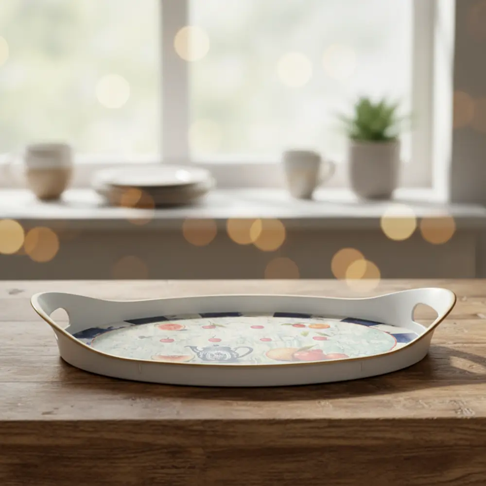 Melamine 44.5x32.5cm fruits design oval tray1