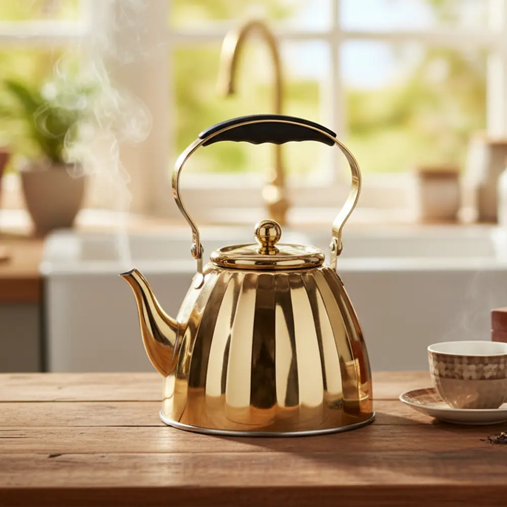 Momaz 1.5l stainless steel gold tea pot1