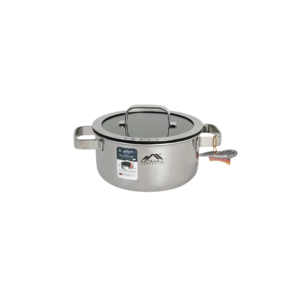 Momaz 20cm stick resistant cooking pot with glass lid