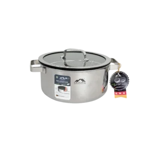 Momaz 20cm stick resistant frying pot with glass lid & strainer