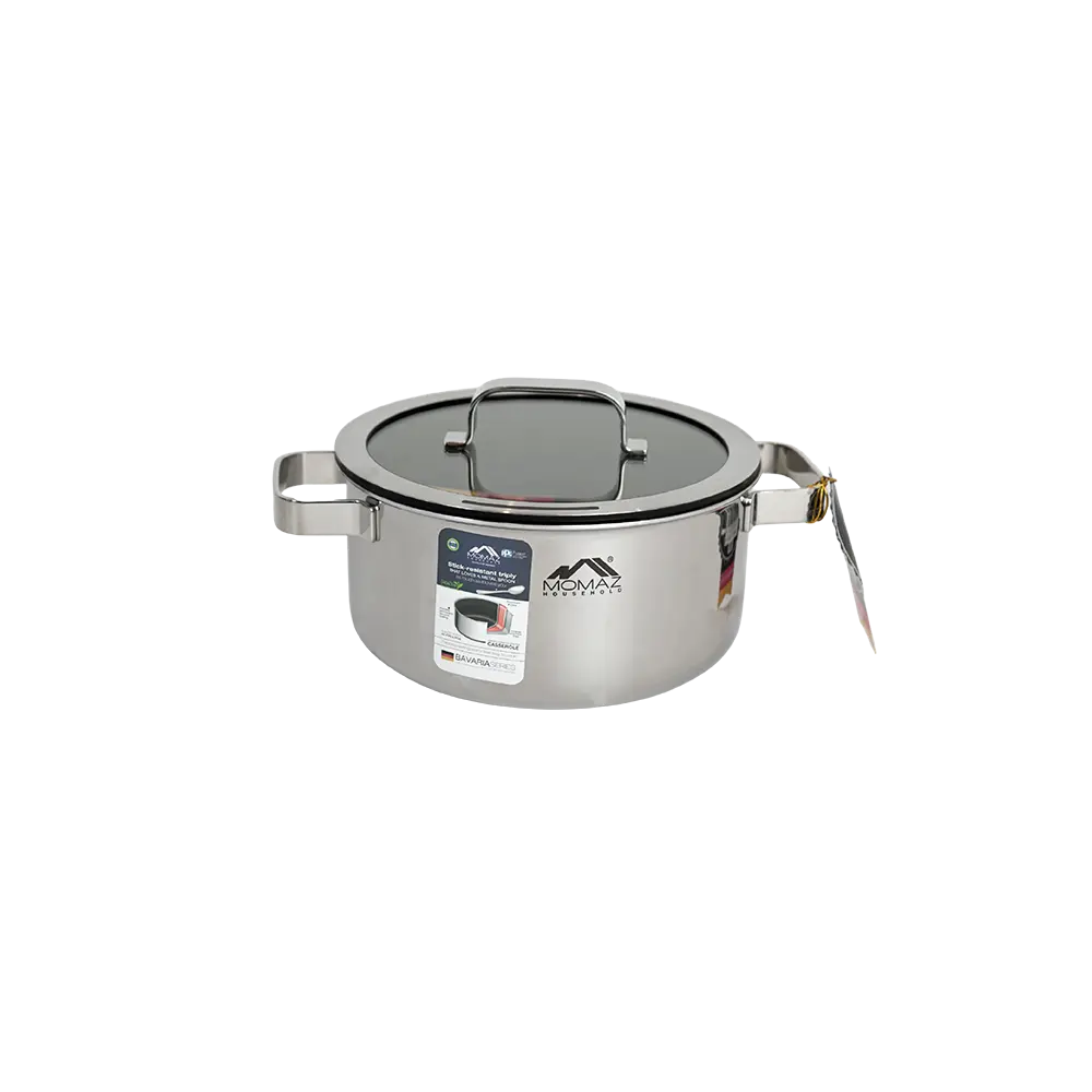 Momaz 22cm stick resistant cooking pot with glass lid