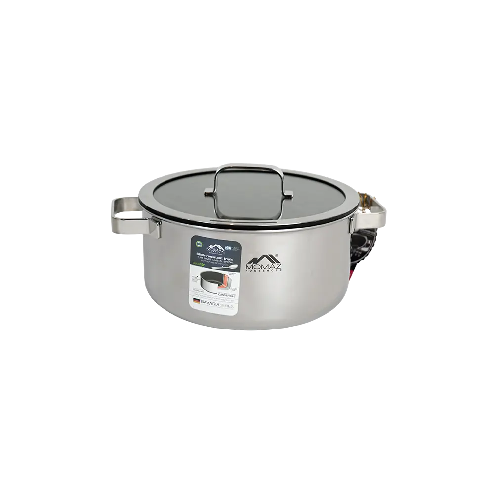 Momaz 24cm stick resistant cooking pot with glass lid
