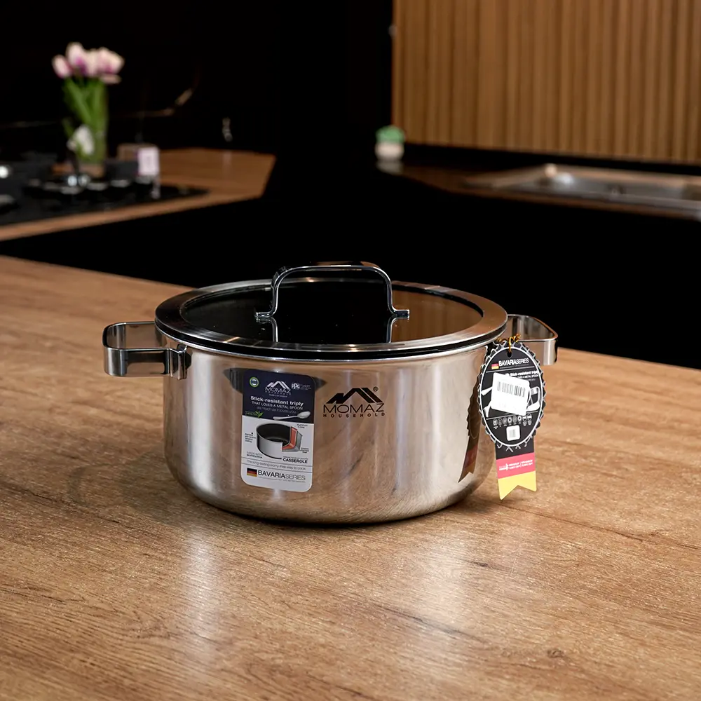 Momaz 24cm stick resistant cooking pot with glass lid1