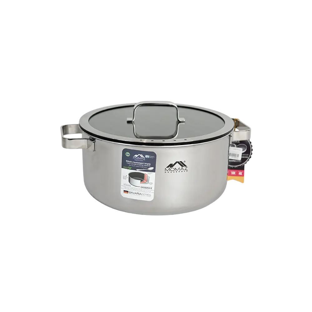 Momaz 28cm stick resistant cooking pot with glass lid