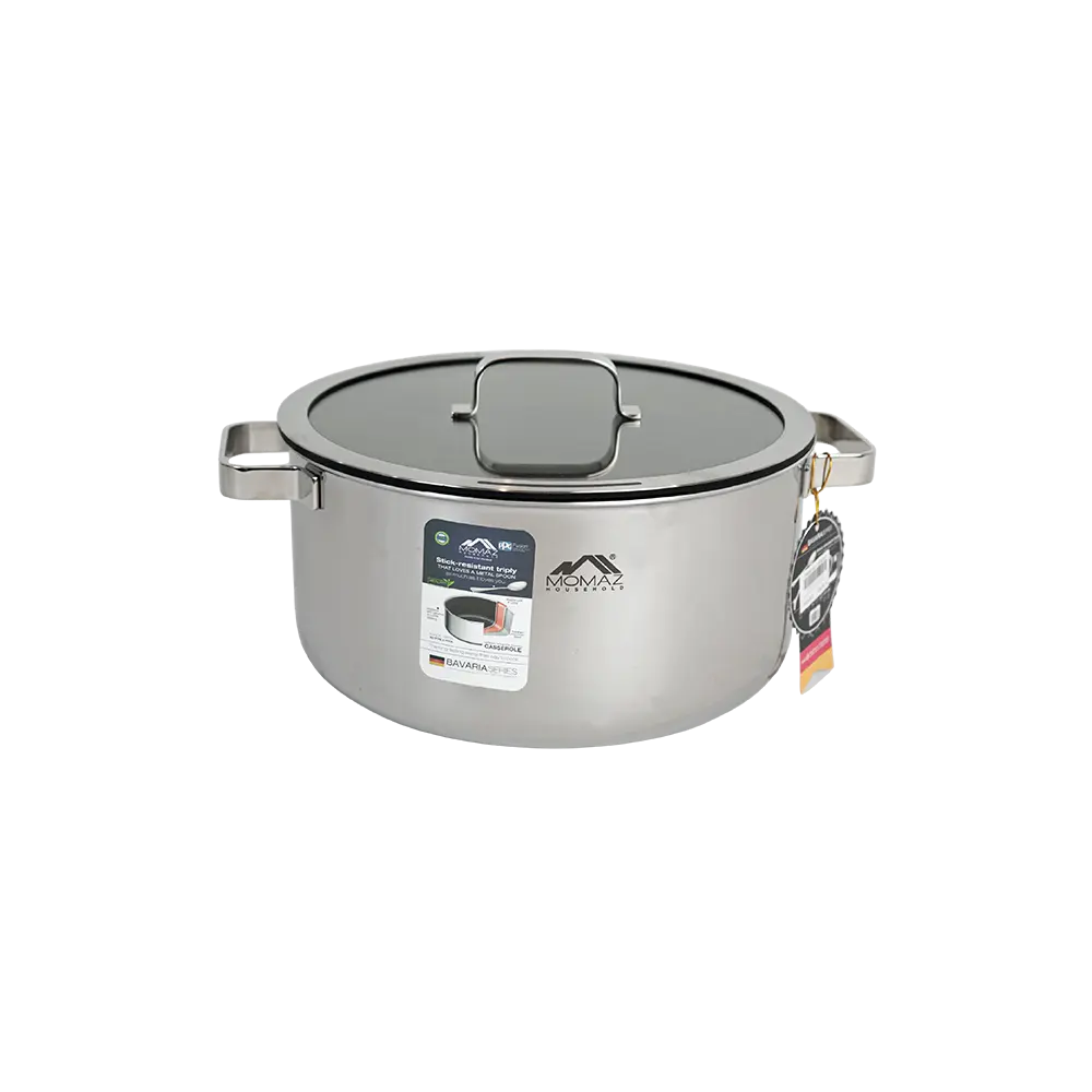 Momaz 30cm stick resistant cooking pot with glass lid