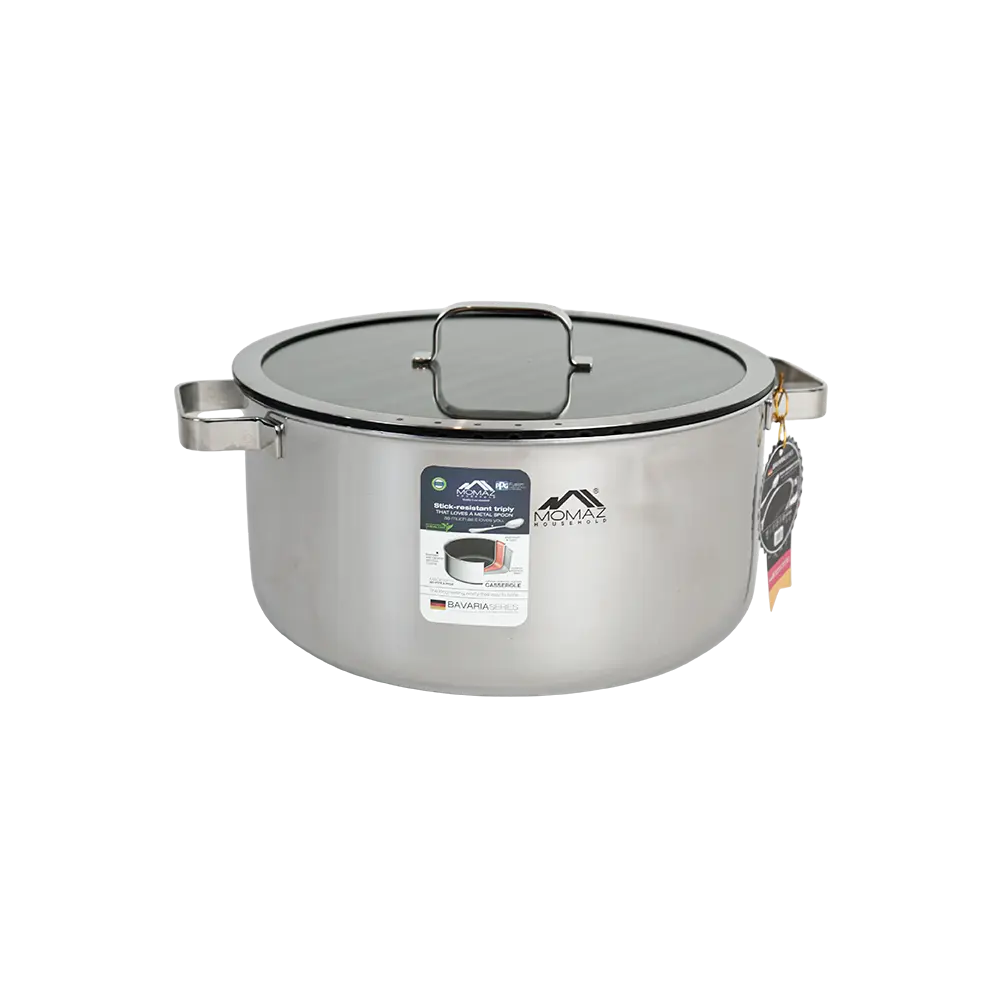 Momaz 32cm stick resistant cooking pot with glass lid
