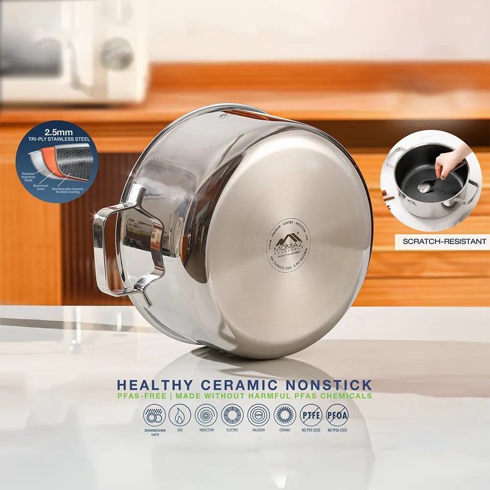 Momaz 32cm stick resistant cooking pot with glass lid2