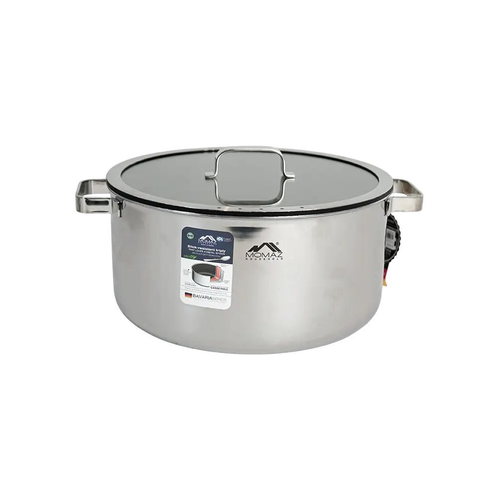 Momaz 34cm stick resistant cooking pot with glass lid