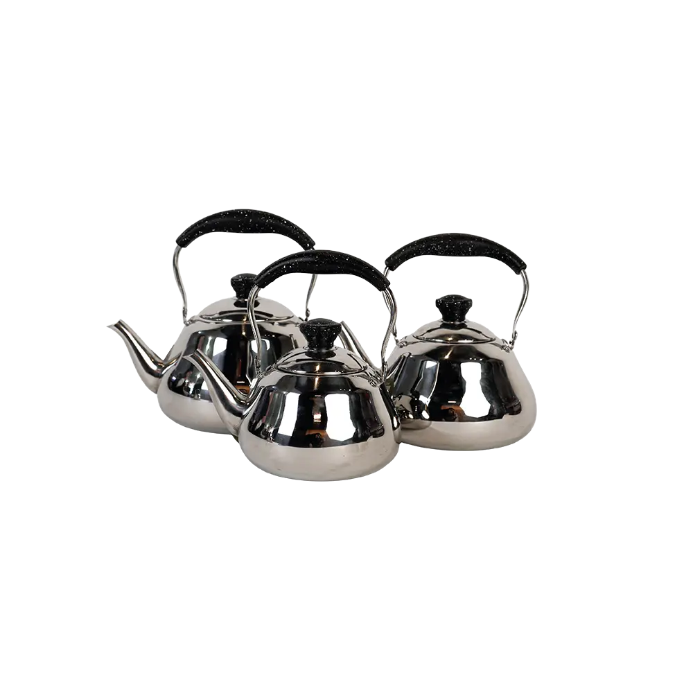 Momaz 3pcs stainless tea pots set with black granite handle
