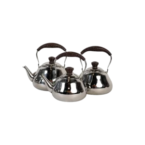 Momaz 3pcs stainless tea pots set with brown granite handle