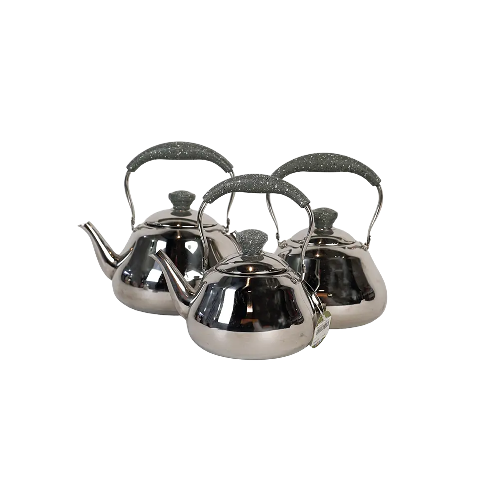 Momaz 3pcs stainless tea pots set with grey granite handle