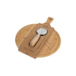 Momaz 40.5x30x1.5cm bamboo pizza board with ss cutter