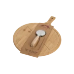 Momaz 48x35x1.5cm bamboo pizza board with ss cutter