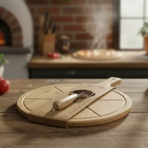 Momaz 48x35x1.5cm bamboo pizza board with ss cutter1