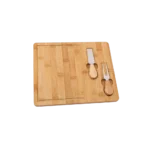 Momaz bamboo serving board set with cutter and fork