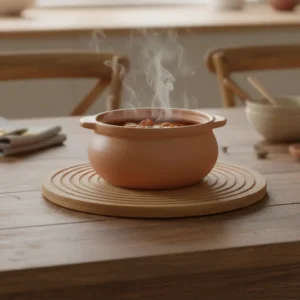 Momaz round bamboo trivet1