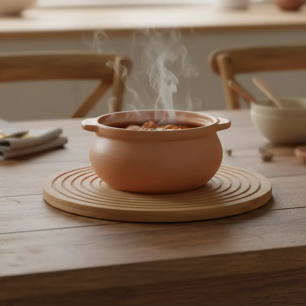 Momaz round bamboo trivet1