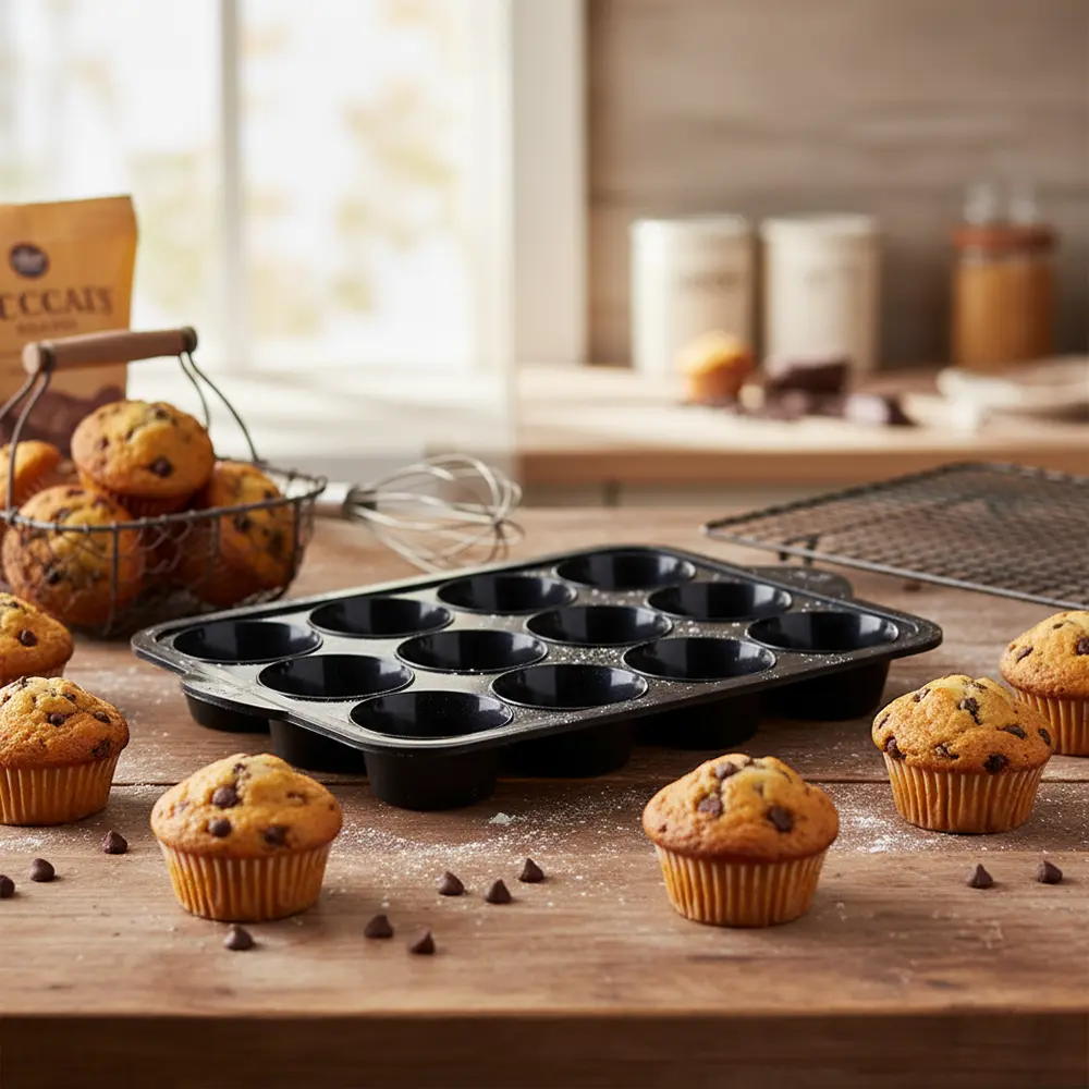 Momaz silicone cupcake black mold1