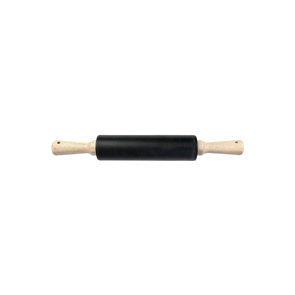 Momaz silicone rolling black pin with wooden handle