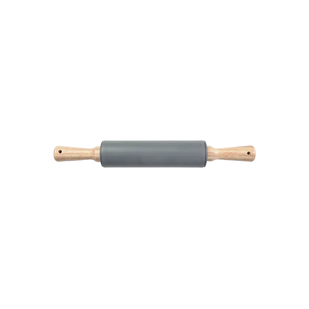 Momaz silicone rolling grey pin with wooden handle