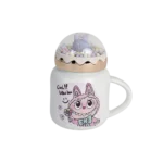 Porcelain cool labubu design mug with lid