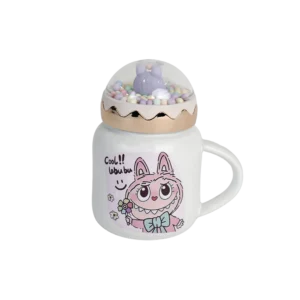 Porcelain cool labubu design mug with lid