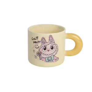 Porcelain cool labubu design yellow mug