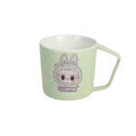 Porcelain labubu design green mug 1