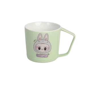 Porcelain labubu design green mug 1