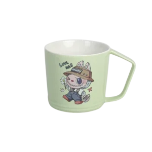 Porcelain labubu design green mug 2