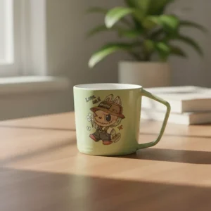 Porcelain labubu design green mug 21