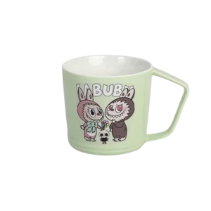 Porcelain labubu design green mug 3