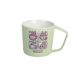 Porcelain labubu design green mug