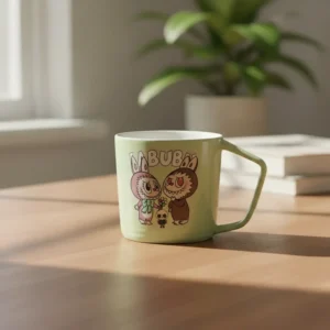 Porcelain labubu design green mug 31