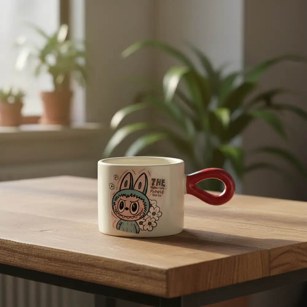 Porcelain-Labubu-Design-Mug-with-Red-Handle-21 Porcelain labubu design mug with red handle 21