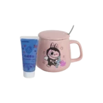Porcelain labubu design pink mug with spoon, stickers & glue