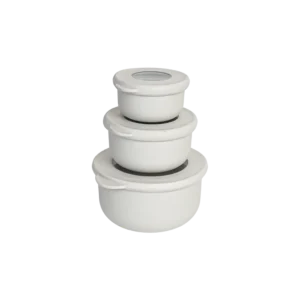 Qlux 3pcs beige bowl with lid set