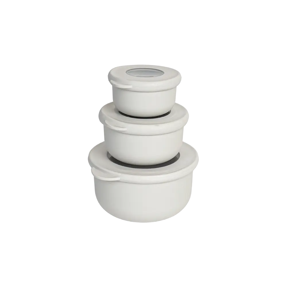 Qlux 3pcs beige bowl with lid set
