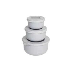 Qlux 3pcs light grey bowl with lid set
