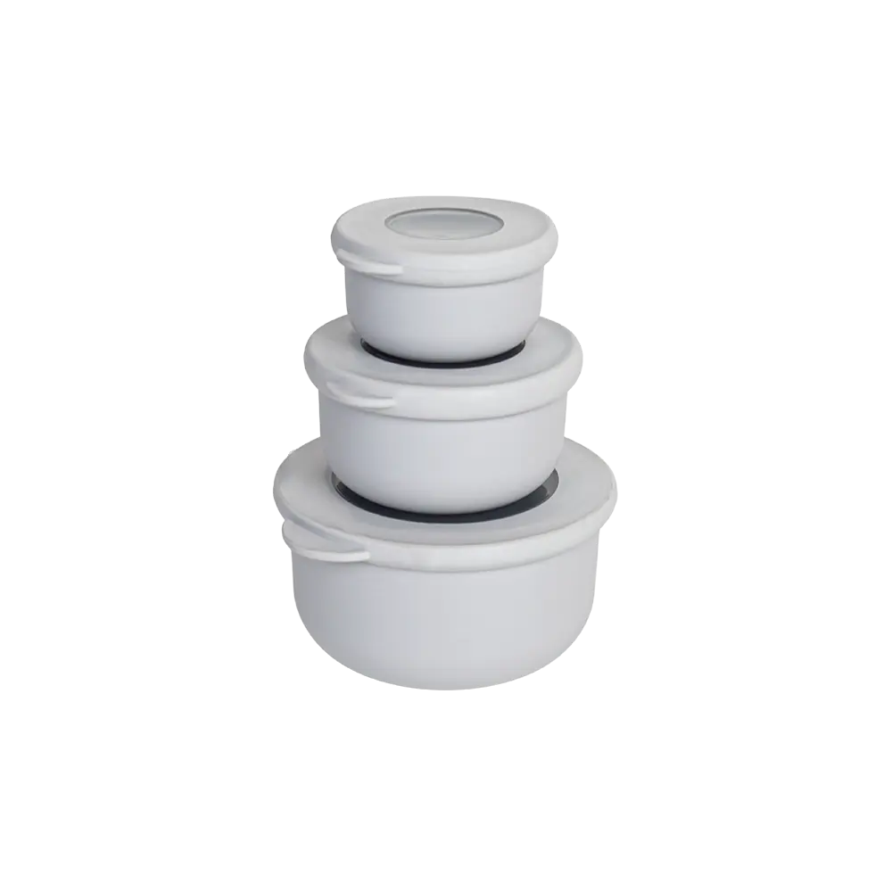 Qlux 3pcs light grey bowl with lid set