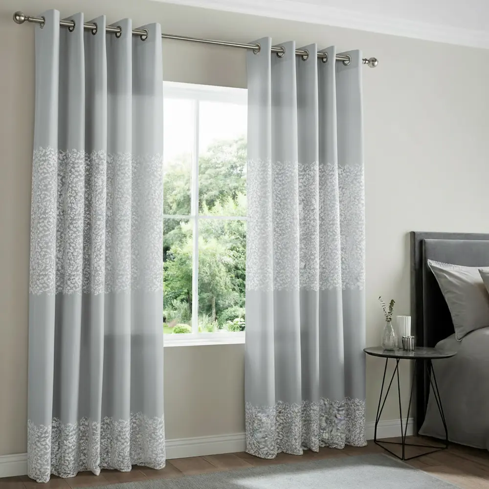 Quilted 1pcs 140x240cm grey & white voile