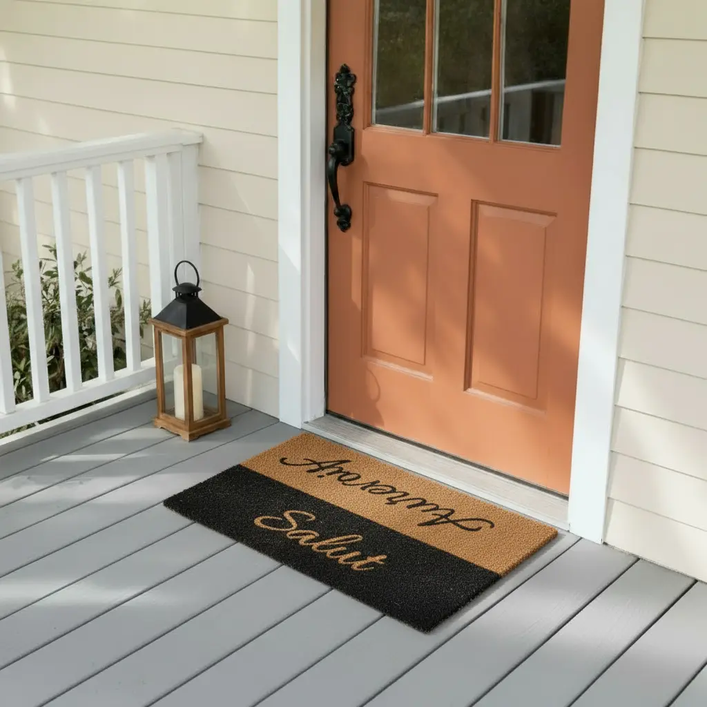 Rectangular-45x75cm-Beige-&-Black-Straw-Doormat Rectangular 45x75cm beige & black straw doormat